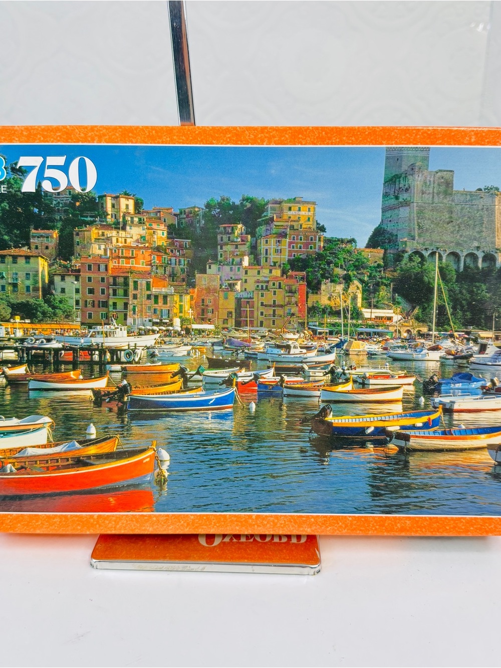 Vintage SEALED Italian Riviera Italy 750 pc MB puzzle Boats in Harbor Buildings